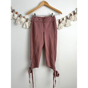 Free People Turnout Lace Up Tie Crop Leggings Pink Dance Yoga Balletcore XS